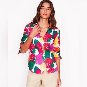 Boden Colorful Fruit Print Button-Up Top 🍓🍊🍒
Size: 4 (Small)